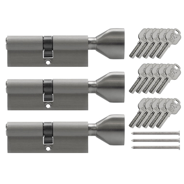 3x Knaufzylinder KSN 90 mm 45/45 gleichschliessend inkl. 15 Schlüssel