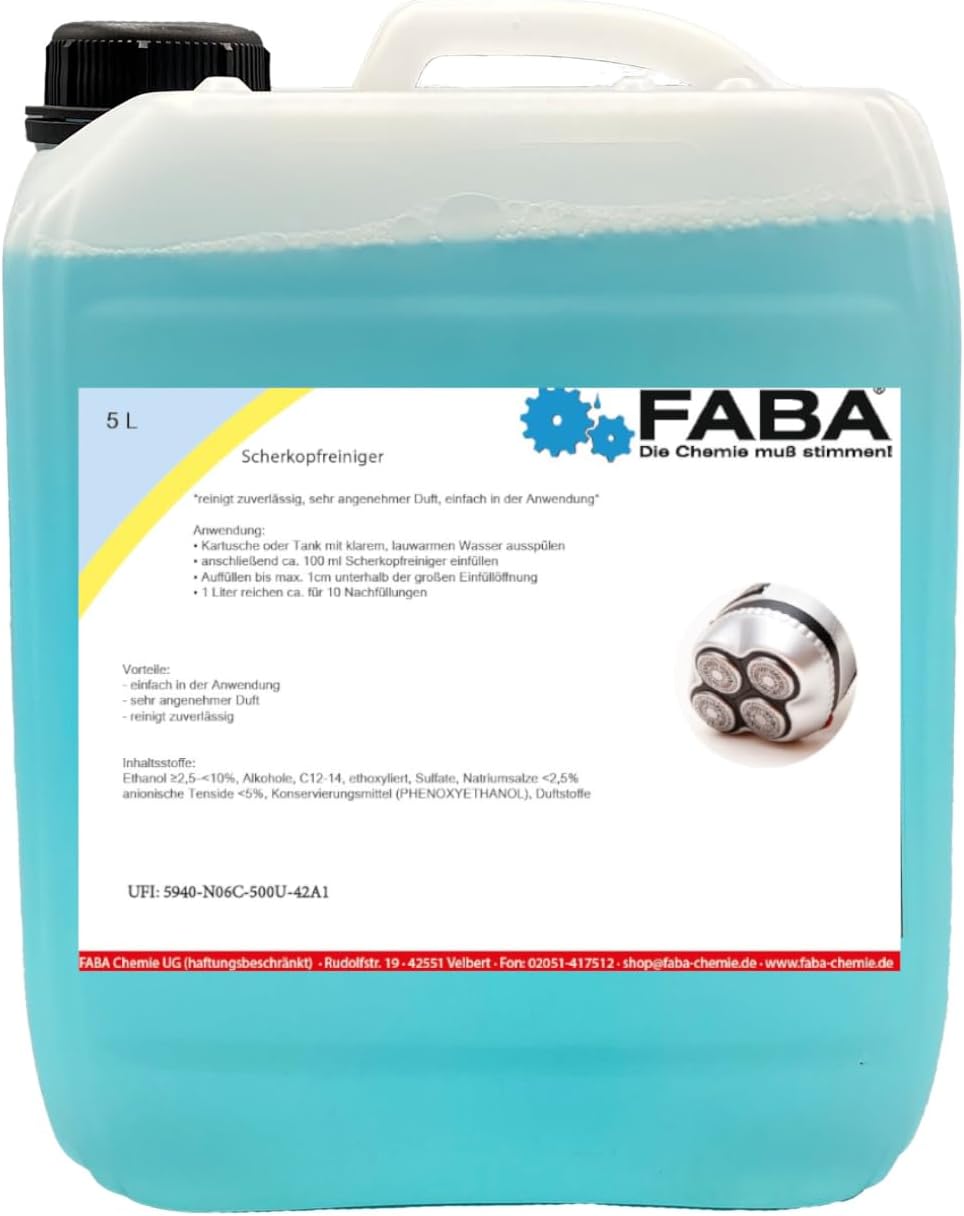 FABA Scherkopfreiniger für Philips und Braun geeignet 5 Liter clean and renew für Philips und Braun