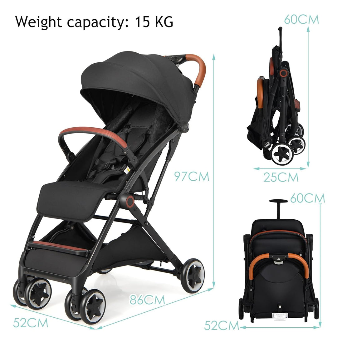 LIFEZEAL Kinderwagen Klappbar, Babywagen Klappbar mit Sonnenschutz, Reisebuggy mit Rückenlehne &amp; Ver