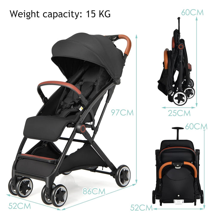 LIFEZEAL Kinderwagen Klappbar, Babywagen Klappbar mit Sonnenschutz, Reisebuggy mit Rückenlehne &amp; Ver