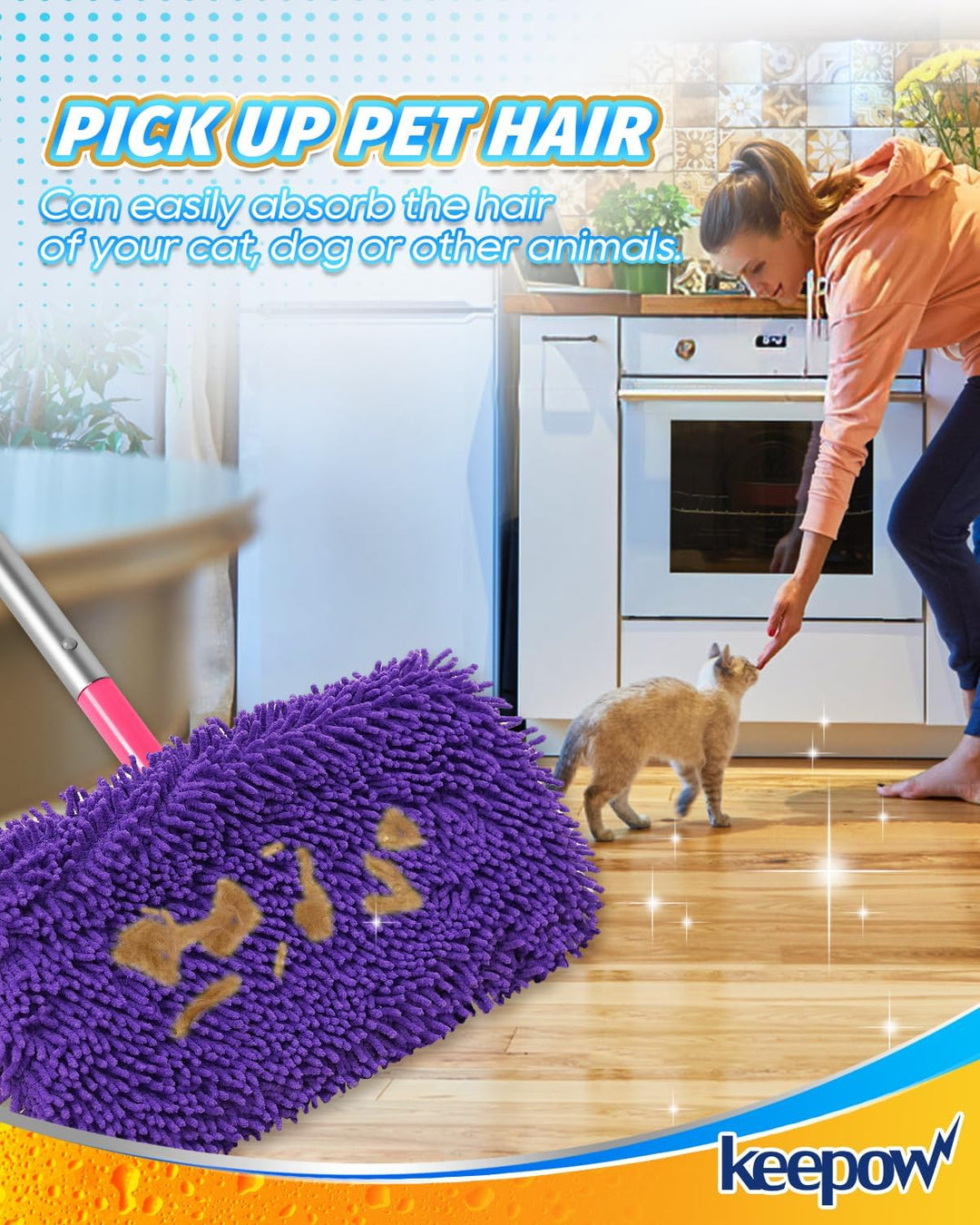 KEEPOW Wiederverwendbare Bodentücher für Swiffer Feuchte Bodentücher, Waschbar für Swiffer Bodenwisc