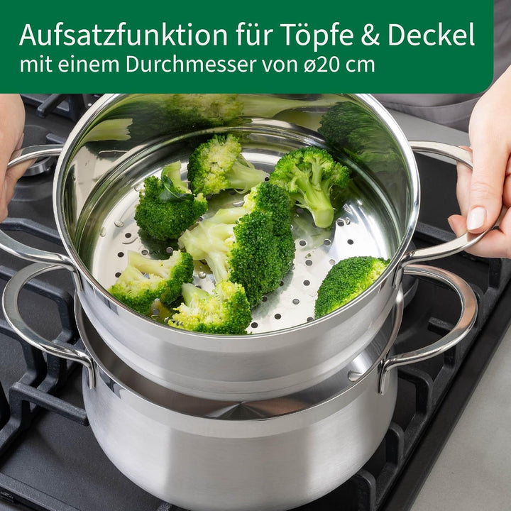 FACKELMANN Chefkoch Dünst- und Garaufsatz München passend für Ø20 Töpfe und Deckel – Für vitaminscho