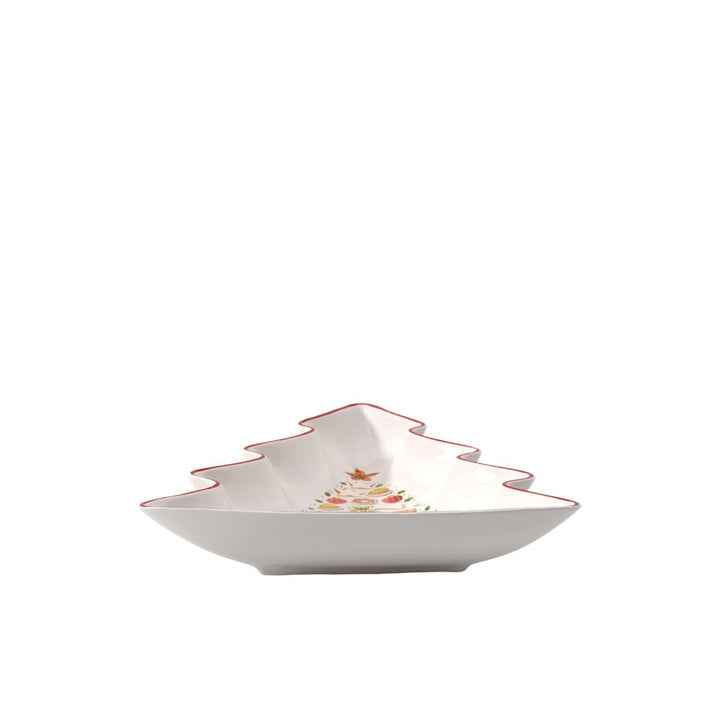 Villeroy und Boch Winter Bakery Delight Grosse Schale in Baum-Form, Premium Porzellan, Weiss/Rot Bau
