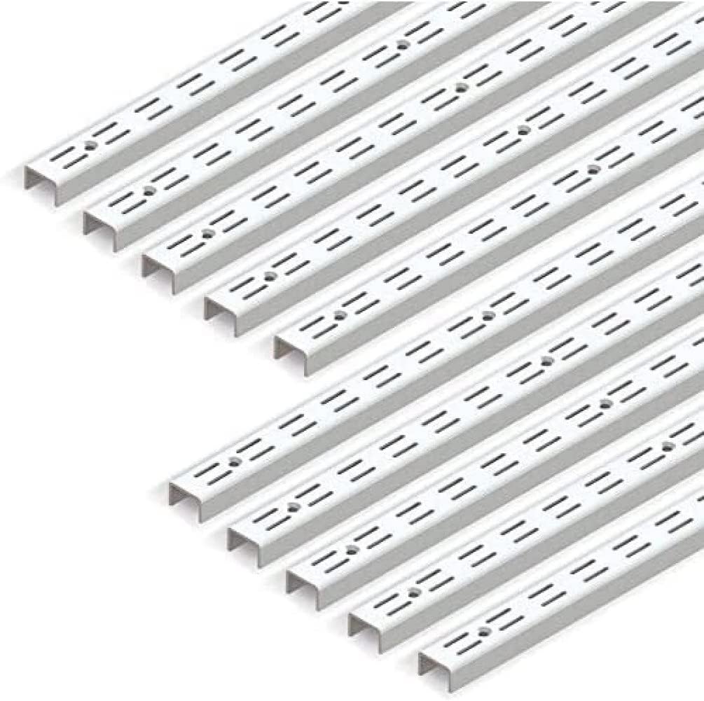 Emuca - Leistenprofil, doppelte Bohrung, Durchlass 32 mm für Regalwinkel L Set aus 10 Stück, Weiss,