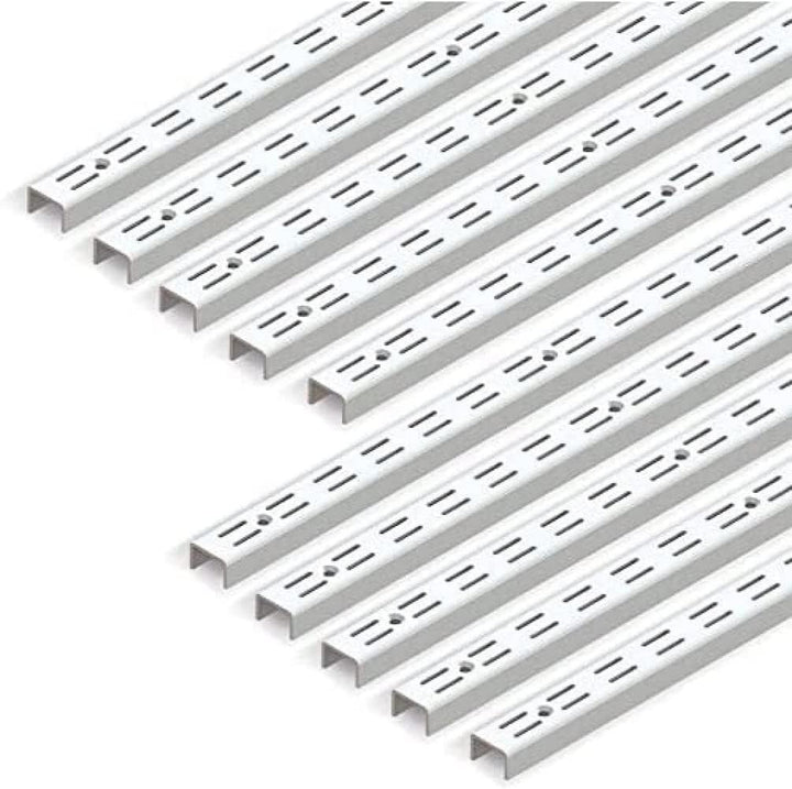 Emuca - Leistenprofil, doppelte Bohrung, Durchlass 32 mm für Regalwinkel L Set aus 10 Stück, Weiss,