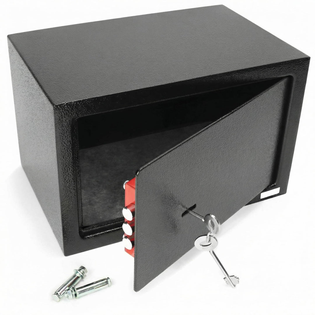 QWORK® Safe Tresor 31 x 20 x 20 cm mit Triple-Bit Schlüssel, Möbeltresor Hohe Sicherheit Stahlkonstr