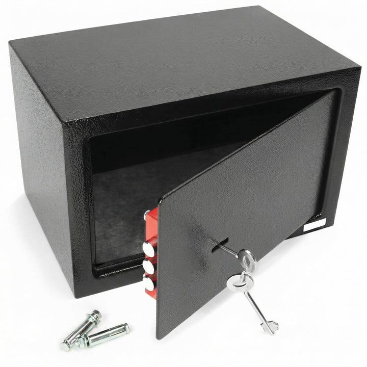 QWORK® Safe Tresor 31 x 20 x 20 cm mit Triple-Bit Schlüssel, Möbeltresor Hohe Sicherheit Stahlkonstr