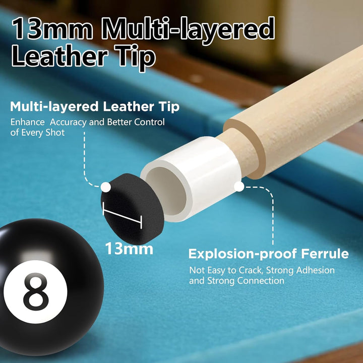 Billard Queue 18 19 20 21 oz, 58" Pool Queue Sticks 13mm Spitzen für Professionelle Billardspieler,