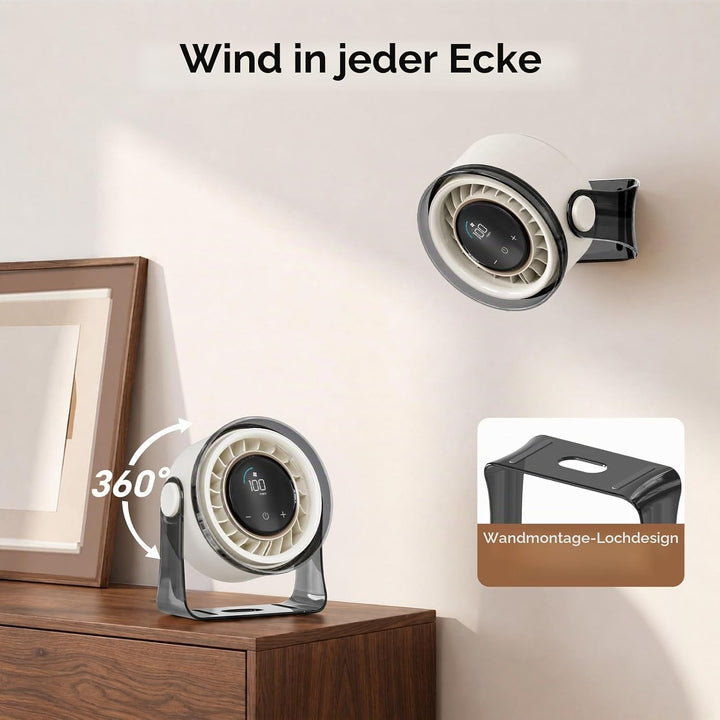 MERTTURM USB Tischventilator Leise mit Turbo Luftstrom, Max 11Std Laufzeit, Windgeschwindigkeiten 1-