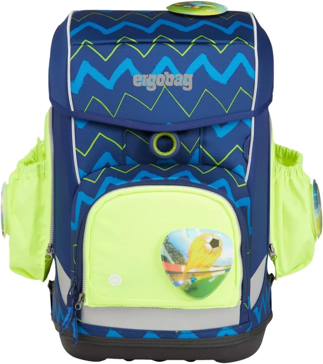 ergobag Fluo LED Seitentaschen Set Geeignet für pack, cubo, cubo light und wide Einheitsgrösse Gelb,