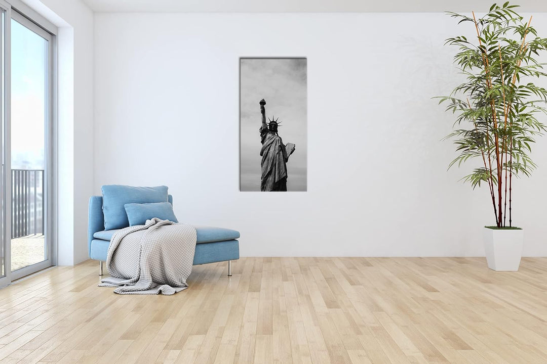 Symbol der Freiheit Panorama 60x30 cm Effekt: Schwarz/Weiss als Leinwandbild, Motiv fertig gerahmt a