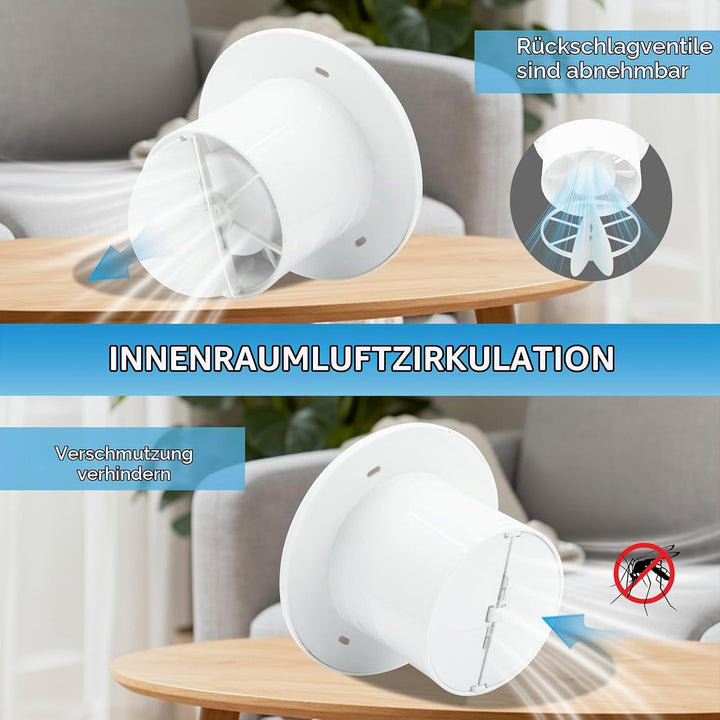 FanGoFast Badlüfter 100mm, Leistungsstarker Abluftventilator mit Rückstauklappe, Wasserdicht 14W Ene