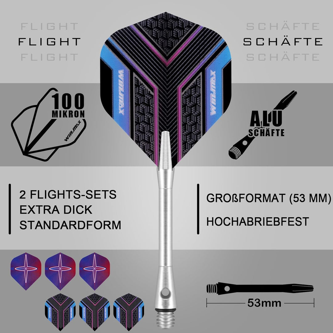 WIN.MAX Dartpfeile 90% Tungsten 3 Stück 90% Wolfram 16-18 Gramm Dart professionelle, Soft-Dartpfeile
