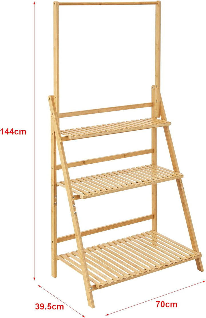 [en.casa] Pflanzenleiter Brändö 3-Ebenen 144 x 70 x 39,5 cm Blumenleiter Blumenständer Blumenregal B