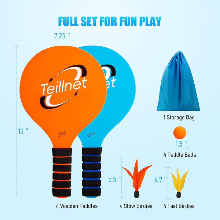 U&amp;C Planet Beachball Set Paddle Ball Spiel Strandschlägerset aus Holz Schläger Spiel für Kinder&amp;Fami