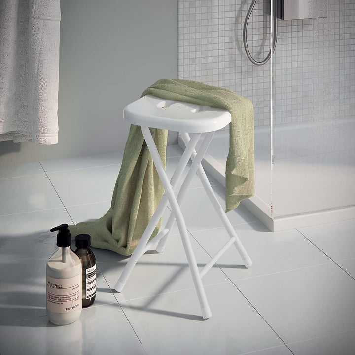 Gedy Klappbarer Badezimmerhocker, Masse und Gewicht: 46,5 x 26 x 28 cm & 1,156 kg, verschliessbarer