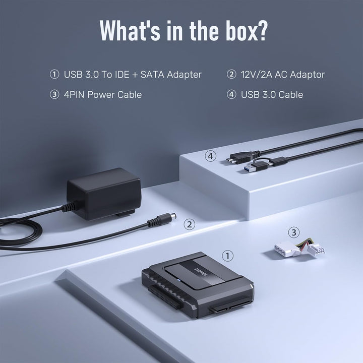 UNITEK Unitek IDE SATA zu USB Festplattenadapte, USB SATA IDE Externer Festplattenleser für 2,5/3,5