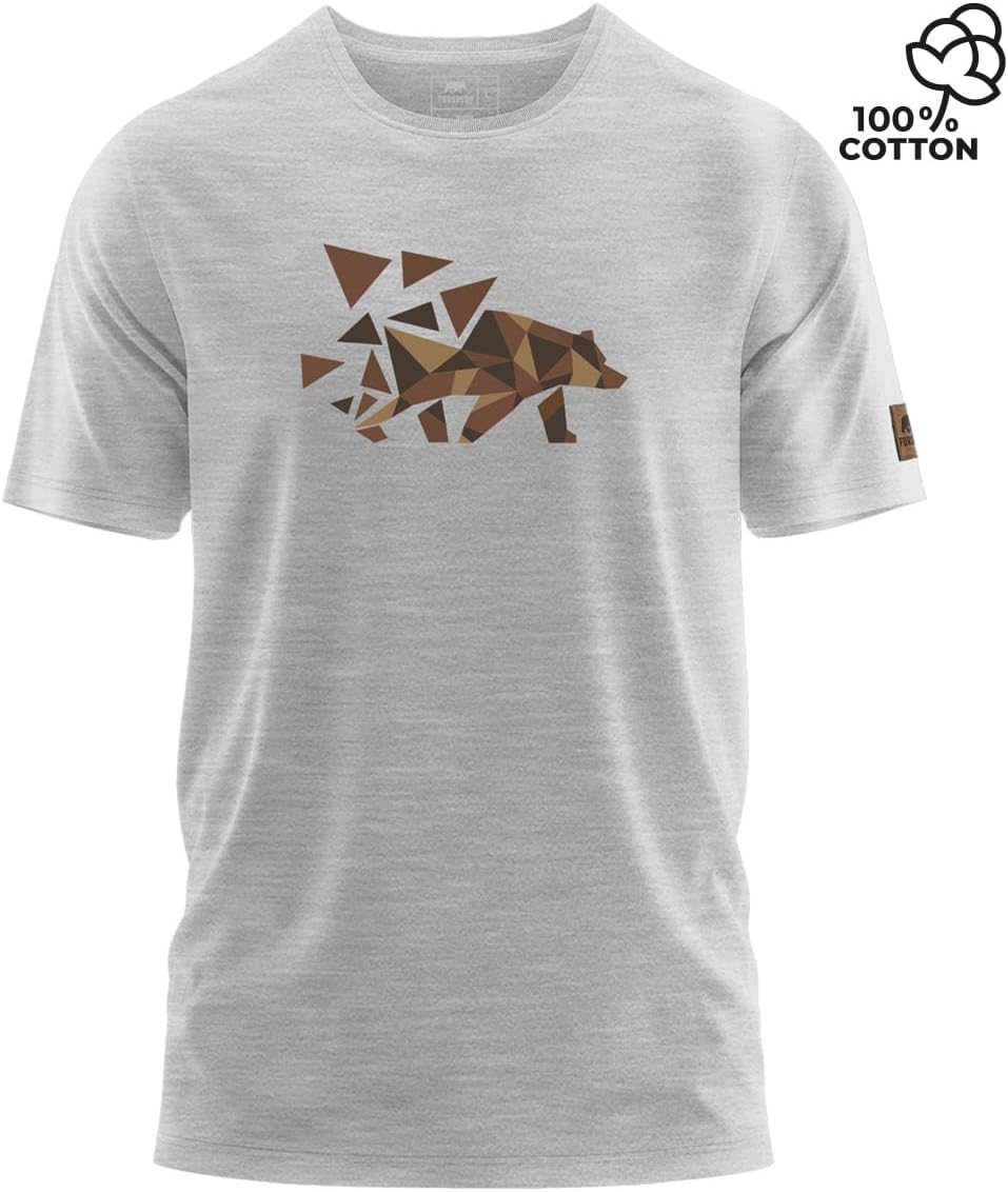 FORSBERG Mikkelson T-Shirt mit stylischem Polygonbär Brustlogo für Herren XXL Hellgrau/Braun, XXL He