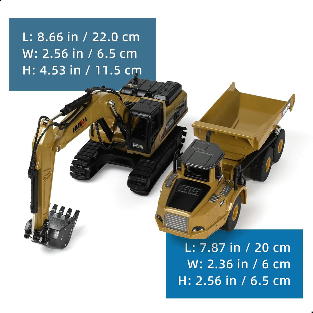 Kipplaster und Bagger Kit Spielzeug, /Metall 1:50 Kipper LKW Dump Truck Lastwagen Spielzeug Baustell