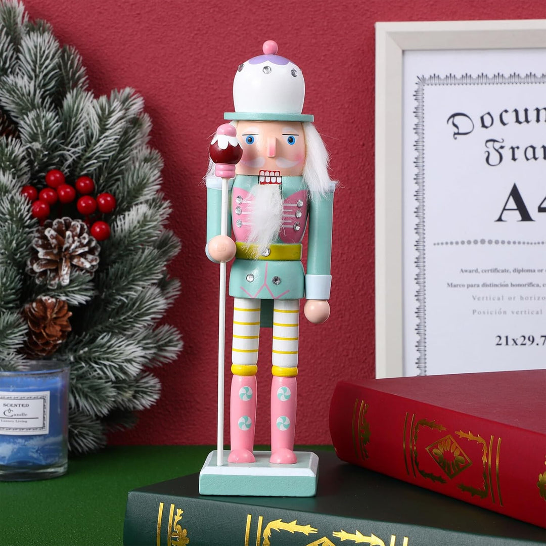 VALICLUD Weihnachtsdekorationen Weihnachts-Nussknacker-Figuren Rosa Nussknacker-Ornament Grün-Rosa N