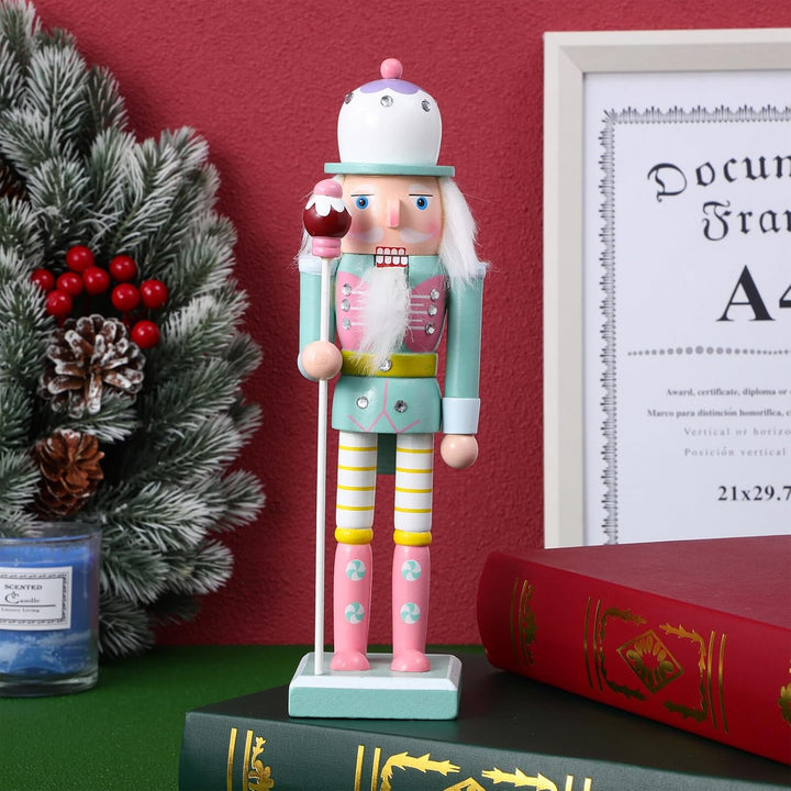 VALICLUD Weihnachtsdekorationen Weihnachts-Nussknacker-Figuren Rosa Nussknacker-Ornament Grün-Rosa N