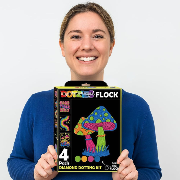 DIAMOND DOTZ Neon Flock Good Vibes Diamant-Malset für Erwachsene, bunte Diamant-Kunst-Kits, entspann