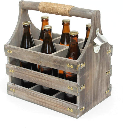 DanDiBo Bierträger aus Holz mit Öffner 93860 Flaschenträger Flaschenöffner Flaschenkorb Männerhandta