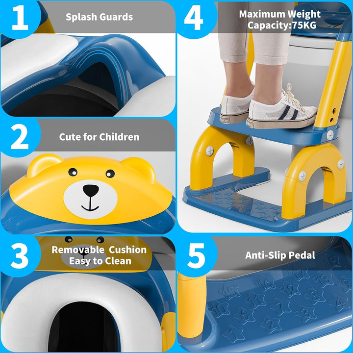 Toilettensitz Kinder mit Treppe, Upgraded WC Aufsatz für Kinder für Jungen und Mädchen, 2-in-1 Toile
