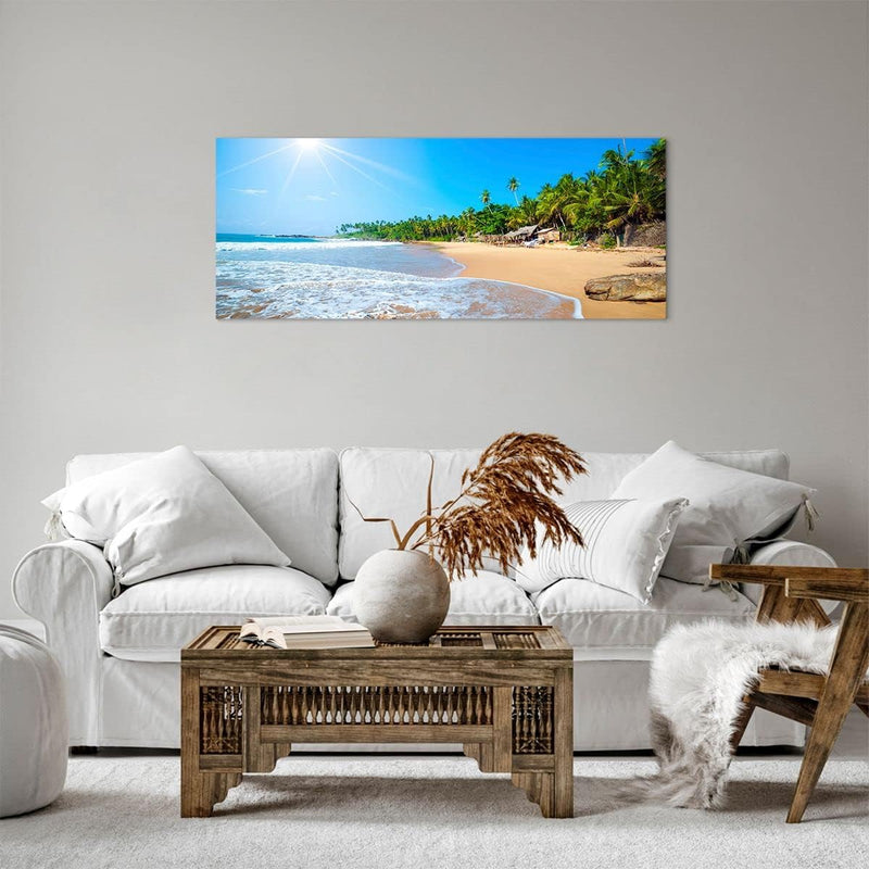 Bilder auf Leinwand 100x40cm Leinwandbild Insel Landschaft Maledivie Freiheit Gross Wanddeko Bild Sc