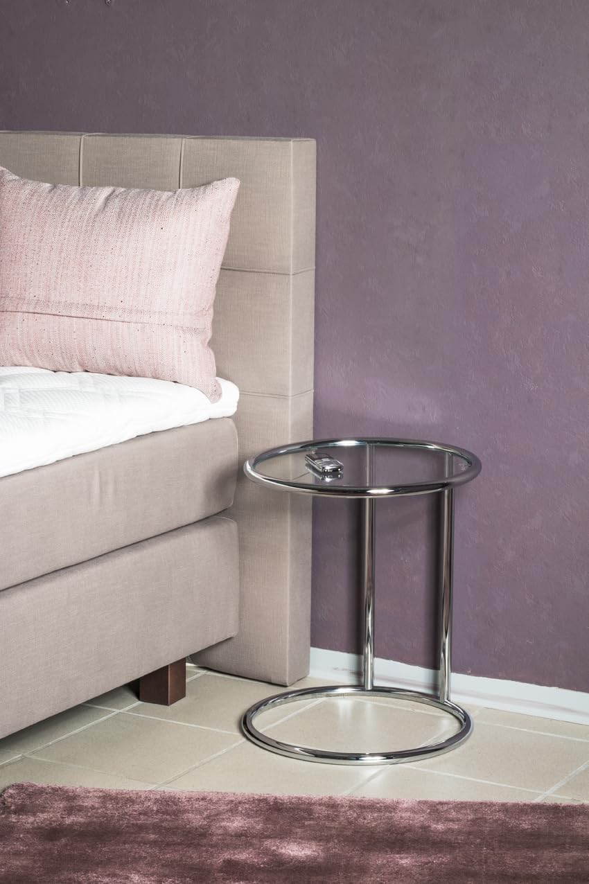 HAKU Beistelltisch Chrom, Metall, Sicherheitsglas - Masse: H 55 x Ø 45 cm, Style: Modern H 55 cm x Ø