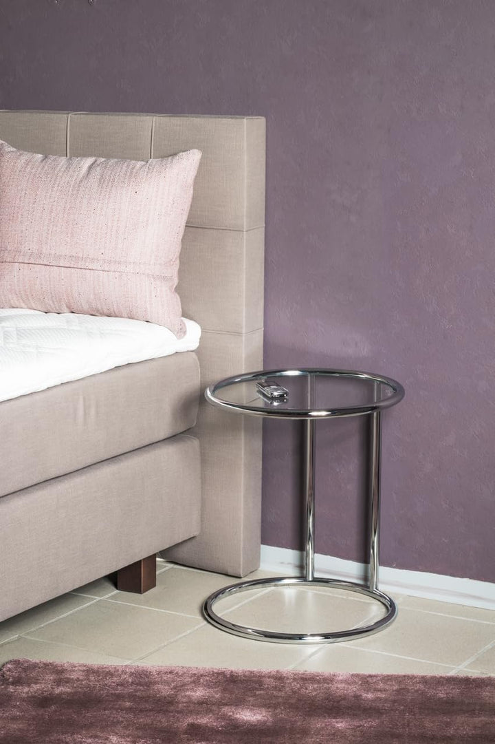 HAKU Beistelltisch Chrom, Metall, Sicherheitsglas - Masse: H 55 x Ø 45 cm, Style: Modern H 55 cm x Ø