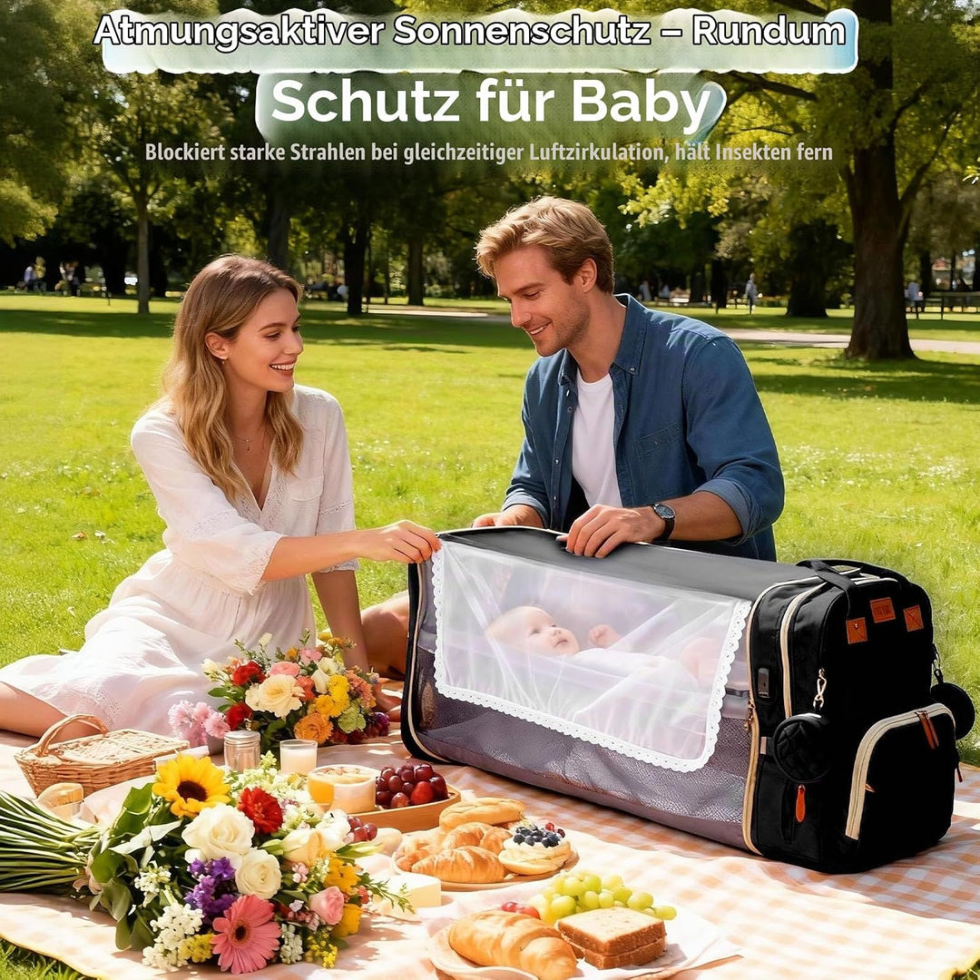 Wickeltasche Rucksack，Wickelrucksack Gross，Multifunktional Diaper Bag mit Mobiler Wickelauflage，Wass