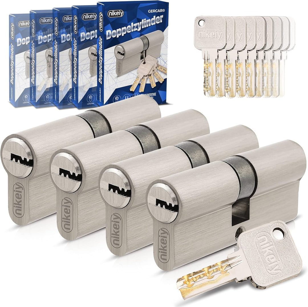 GERCAR Pro Gleichschliessend 4x Schliesszylinder 30/30 Set 4 Profilzylinder inkl. 20 Schlüssel - 60