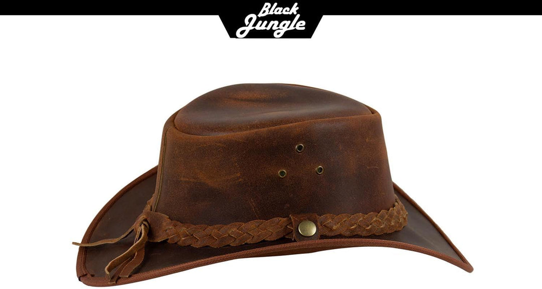 Black Jungle Bulat Lederhut, Westernhut, Australienhut, Cowboyhut M Ocker, M Ocker