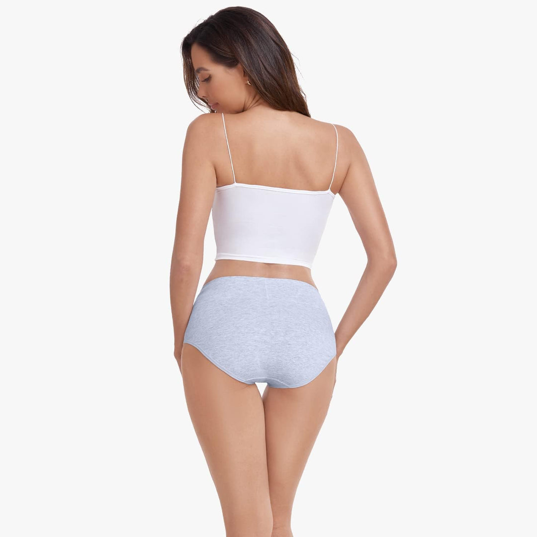 anqier Unterhosen Damen, 5er Pack Stretch Baumwolle Hohe Taille Slips Damen Atmungsaktiv Panties Wei
