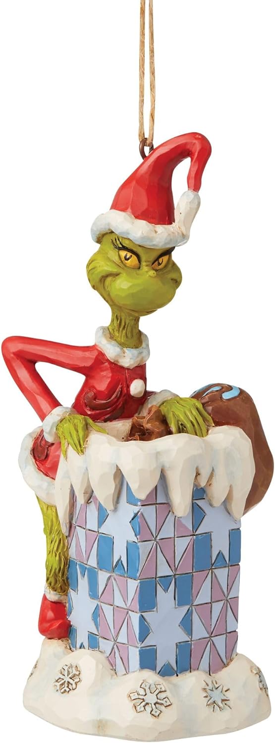 Enesco Jim Shore Dr. Seuss The Grinch in Chimney Hängeornament, 12,7 cm, Mehrfarbig