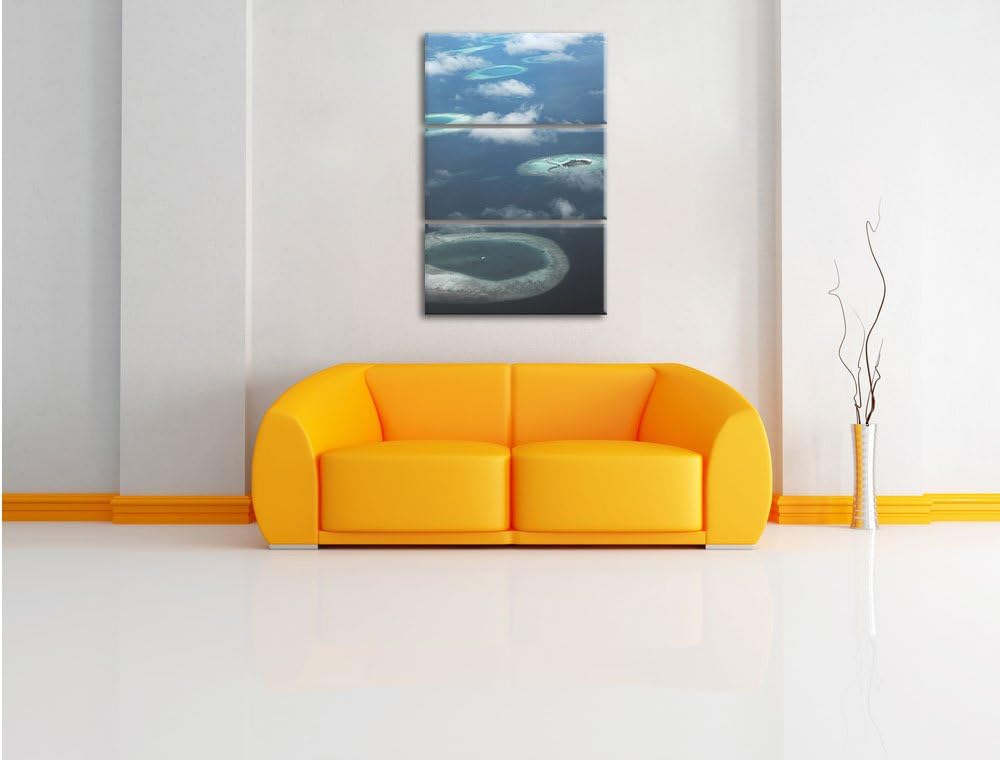 Pixxprint Trauminsel im Meer 3-Teiler Leinwandbild 120x80 Bild auf Leinwand