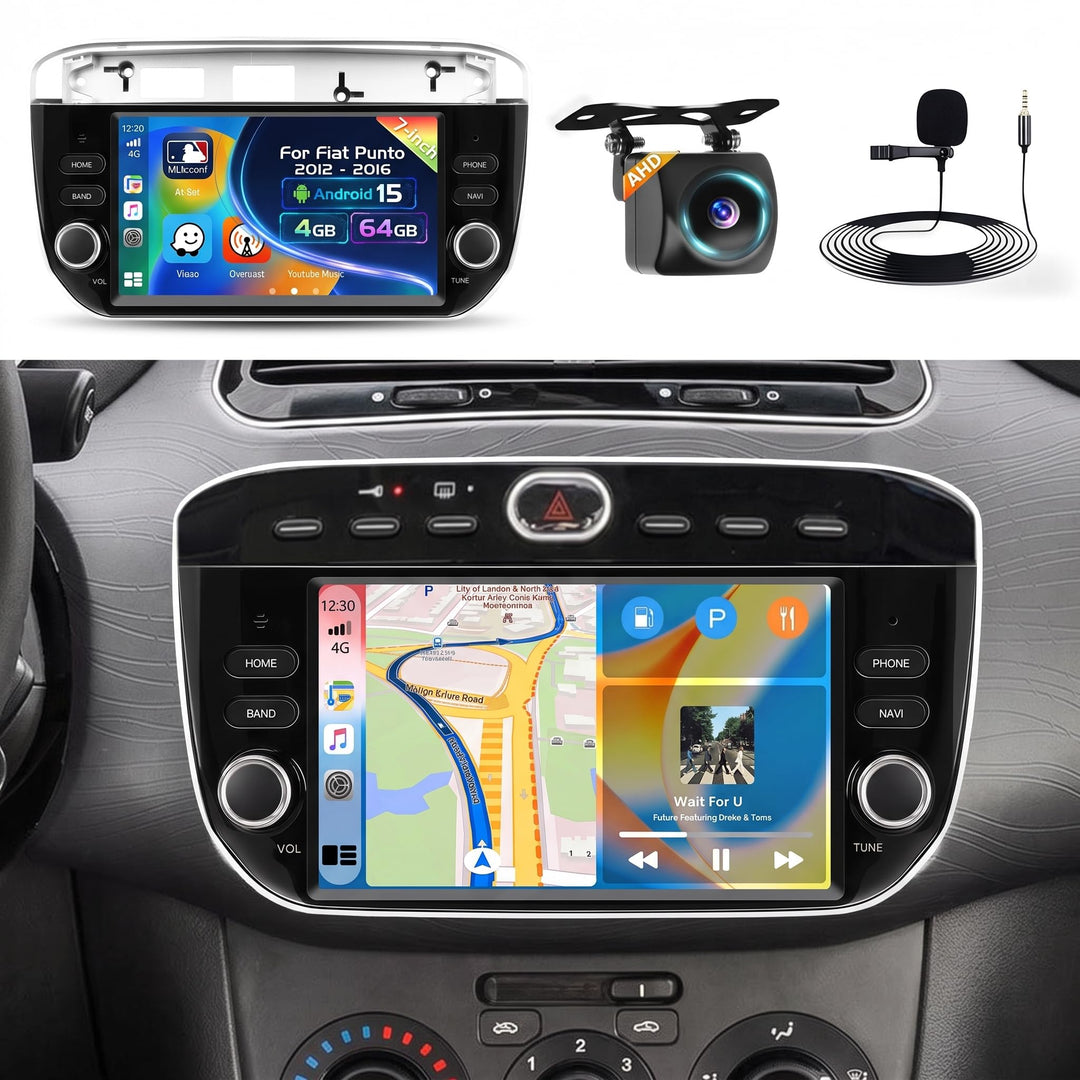 [4G+64G] Inefala Android 15 Autoradio für FIAT Punto 2012–2016 mit Wireless Carplay Android, 7 Zoll