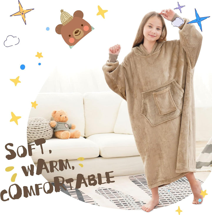 FUSSEDA Übergrosse Tragbare Decke Sweatshirt, Super Dicke Warme Sherpa Fleece Kuscheldecke Hoodie mi