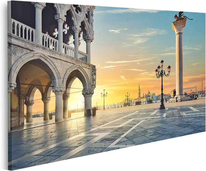 islandburner Bild auf Leinwand Venedig Sonnenaufgang San Marco Italien Bilder Wandbilder Poster Lein