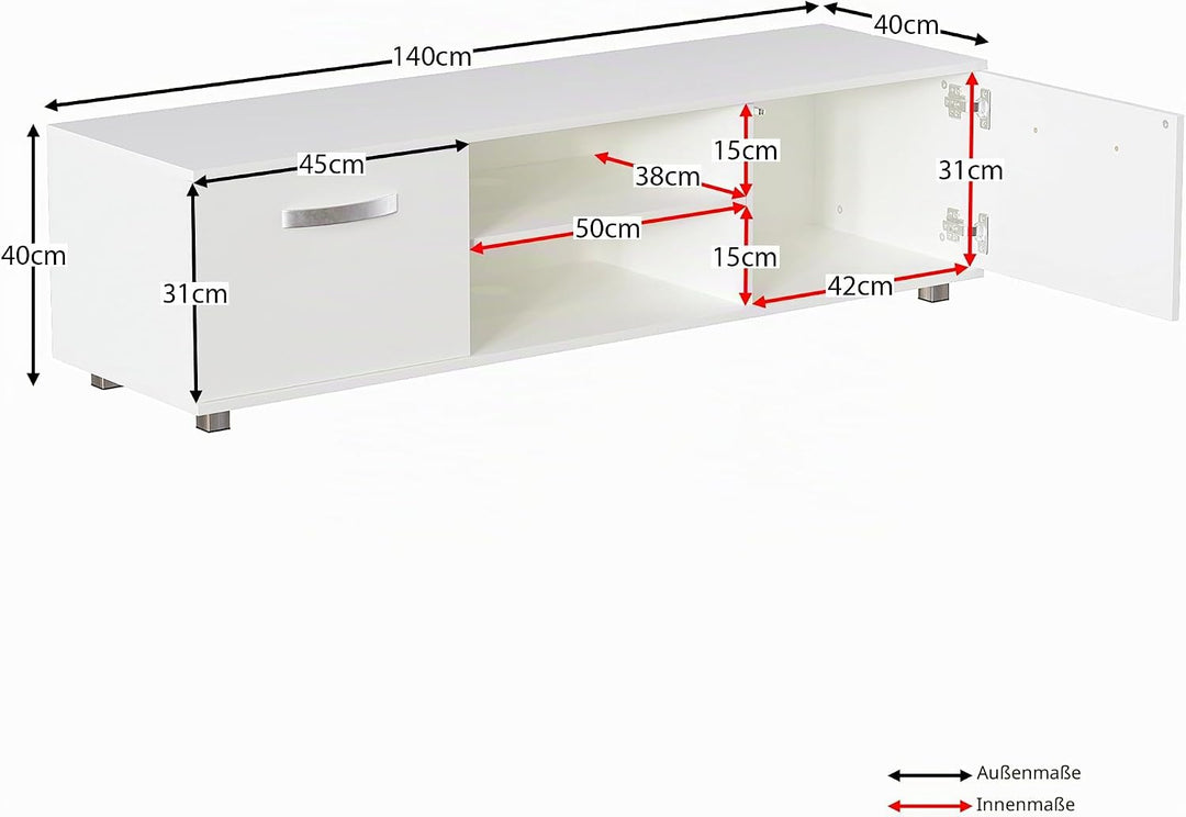 Vida Designs Cosmo TV-Schrank mit 2 Türen, modern, glänzend, matt, MDF, Wohnzimmerschrank, Media-Stä