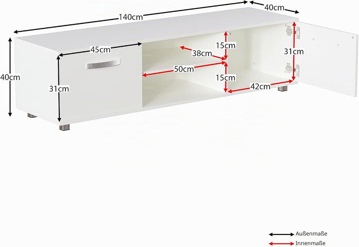 Vida Designs Cosmo TV-Schrank mit 2 Türen, modern, glänzend, matt, MDF, Wohnzimmerschrank, Media-Stä