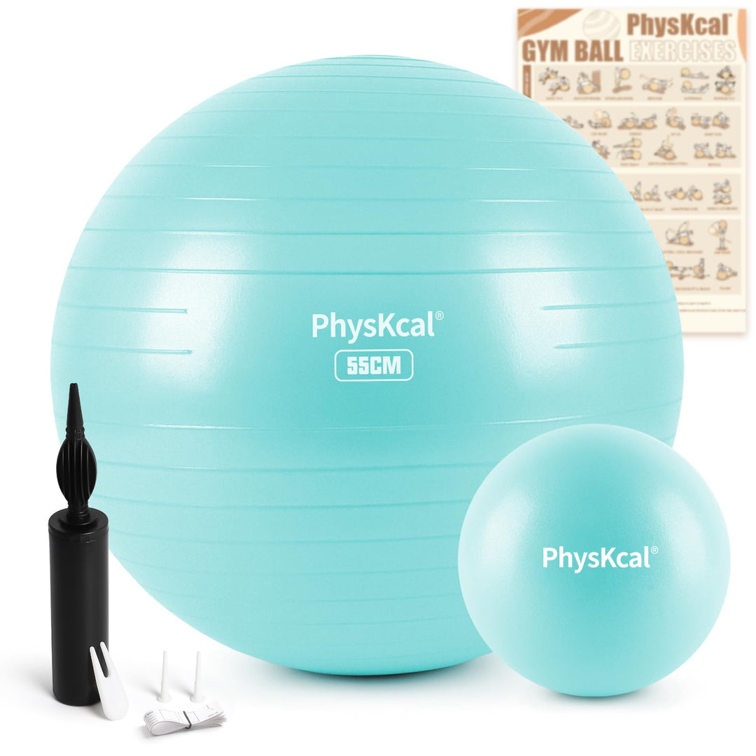 Gymnastikball und 23 cm Pilatesball Set, Anti Burst Gymnastikball, Anti-Rutsch-Sitzball, Balanceball