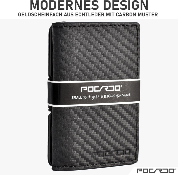 POCARDO Slim Wallet | Kleine Geldbörse mit Geldscheinfach, Münzfach, Kartenfach und RFID-Schutz | He
