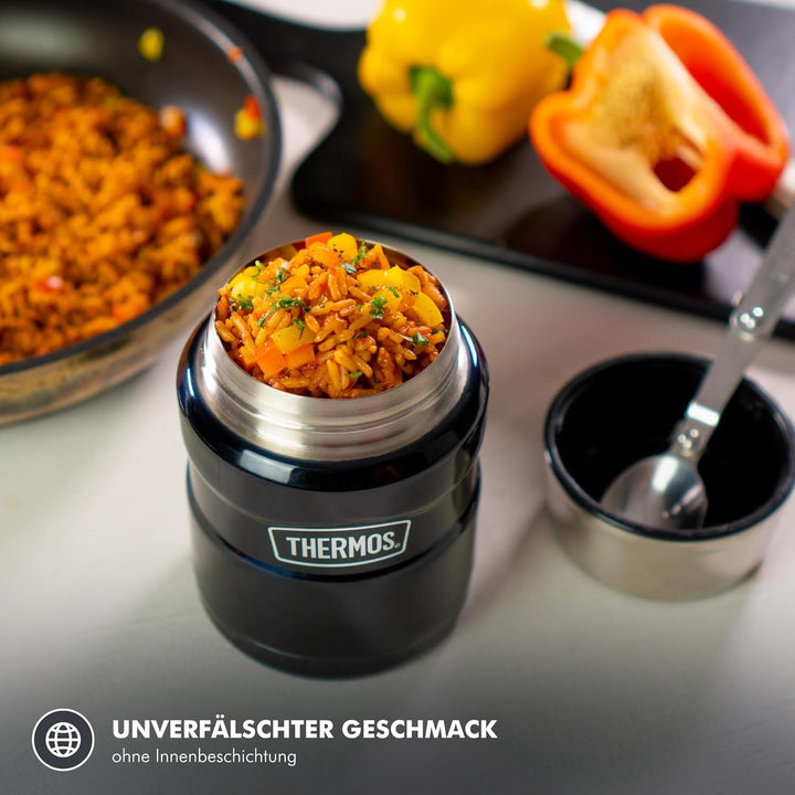Thermos Stainless King Speisegefäss, Edelstahl, midnight blue, 470 ml mit Löffel 470 ml Midnight Blu