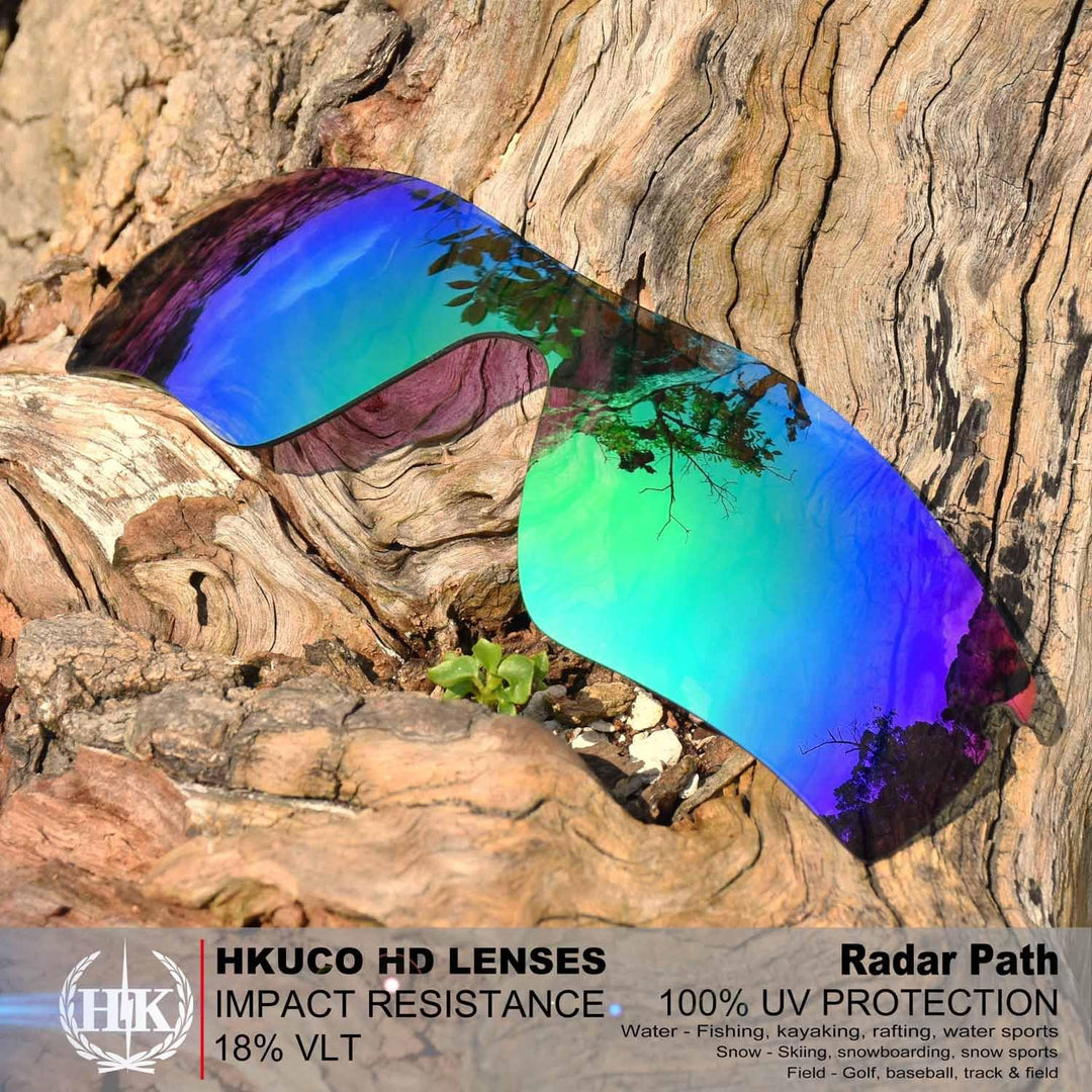 HKUCO Black/Green Polarized Replacement Lenses plus Black Earsocks Rubber Kit For Oakley Radar Path