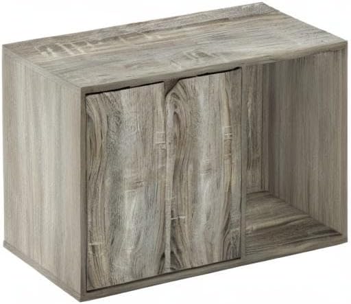 Furinno Peli Small Litter Box Enclosure, French Oak Grey French Oak Grey S, French Oak Grey S