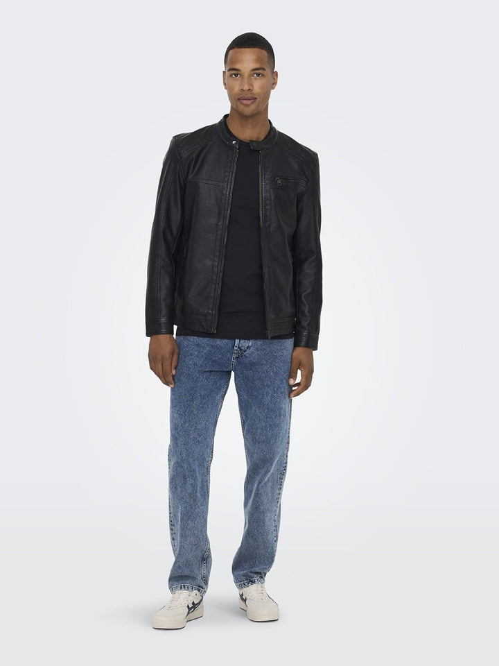 ONLY & SONS Herren Onsal Pu Noos OTW Jacke S Schwarz, S Schwarz