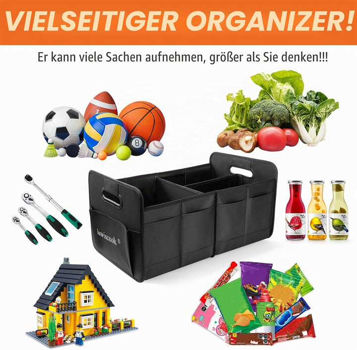 Auto Kofferraum Organizer, zusammenklappbarer Auto Kofferraum Organizer, 68L Lagerung Tidy mit 2 gro
