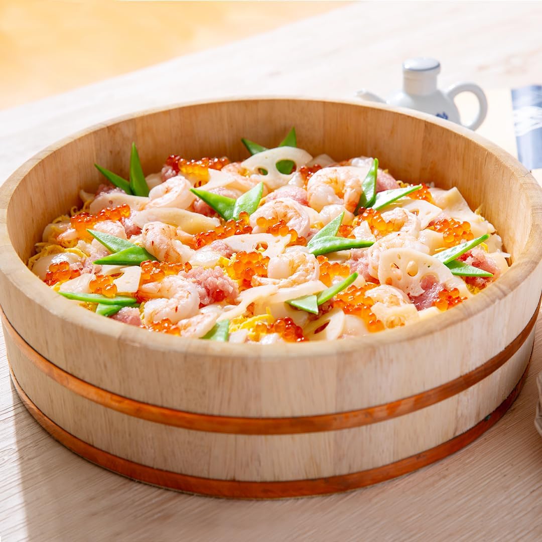 TIKUSAN Hangiri Sushi-Reis-Mischwanne aus Holz, Kupferband, hergestellt in Japan, aus Sawara-Zypress